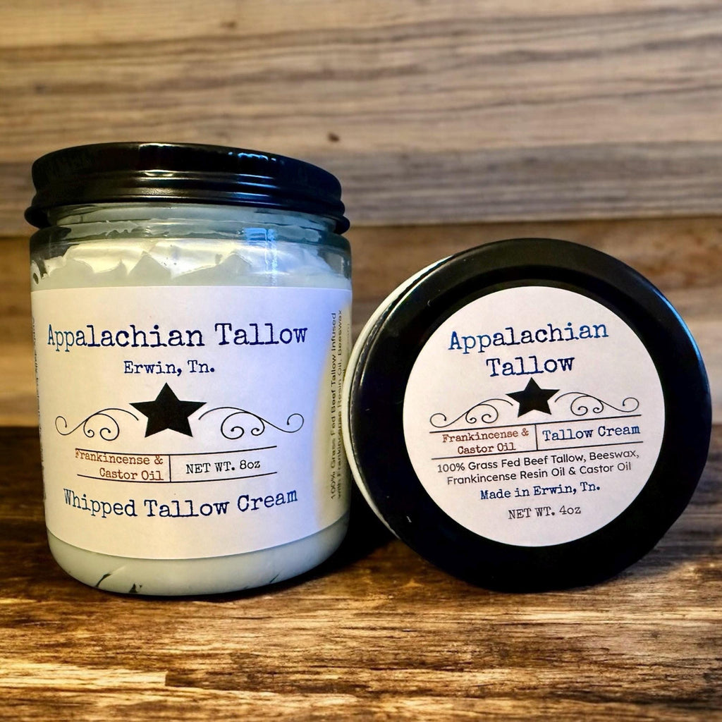 Castor Oil / Frankincense Whipped Grass-Beef Tallow Moisturizer 4oz or 8oz