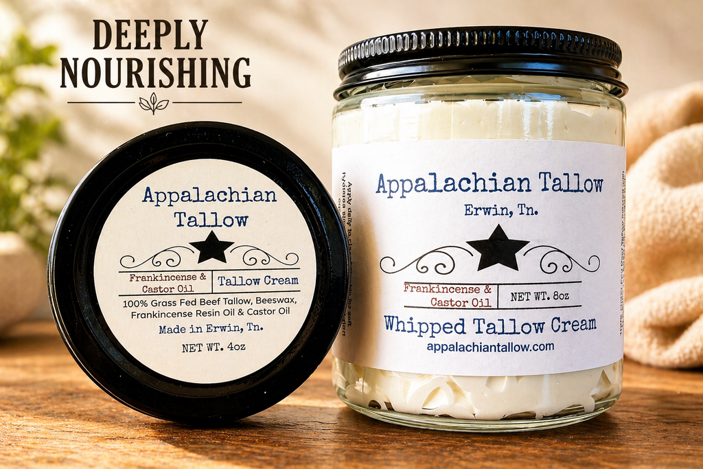 Castor Oil / Frankincense Whipped Grass-Beef Tallow Moisturizer 4oz or 8oz