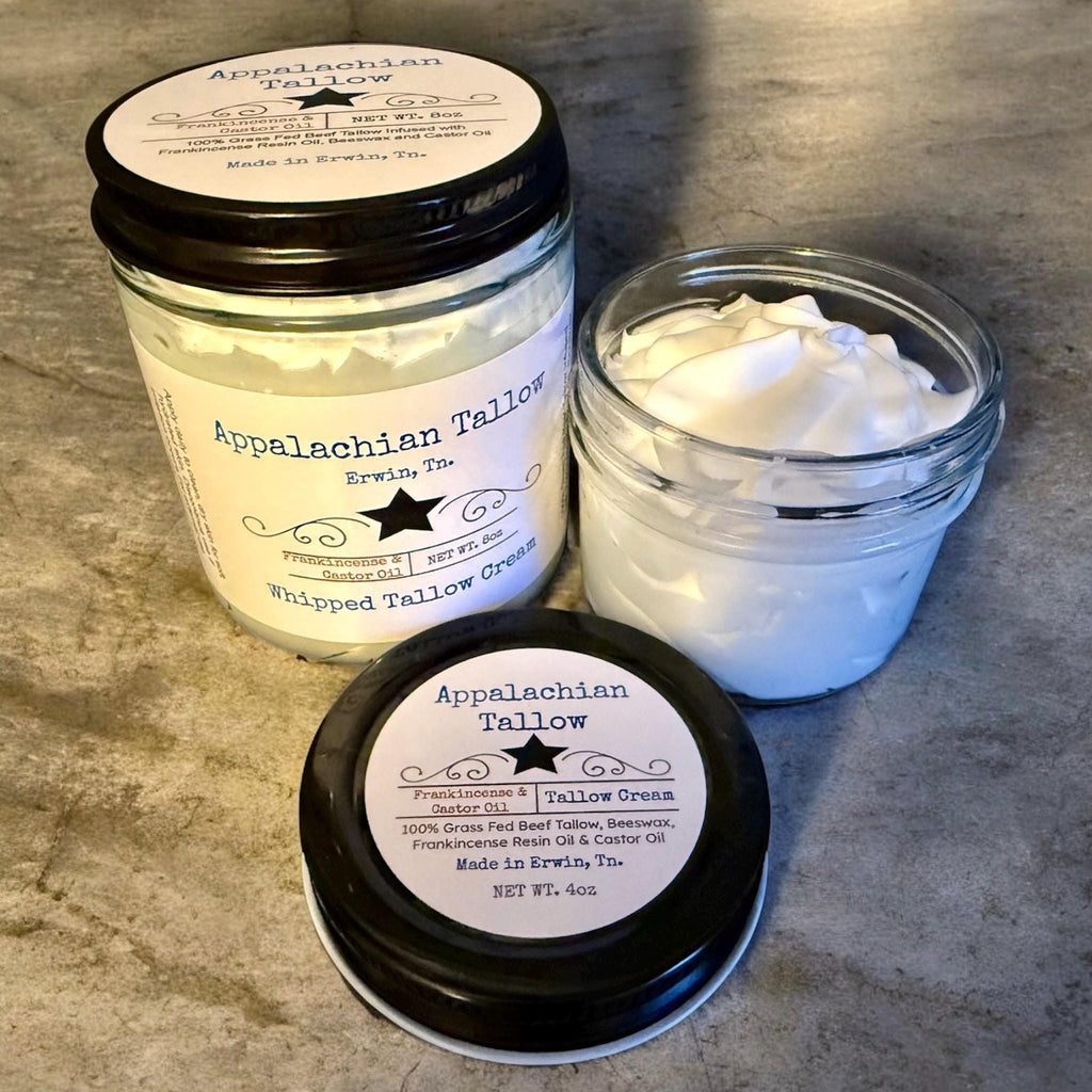 Castor Oil / Frankincense Whipped Grass-Beef Tallow Moisturizer 4oz or 8oz