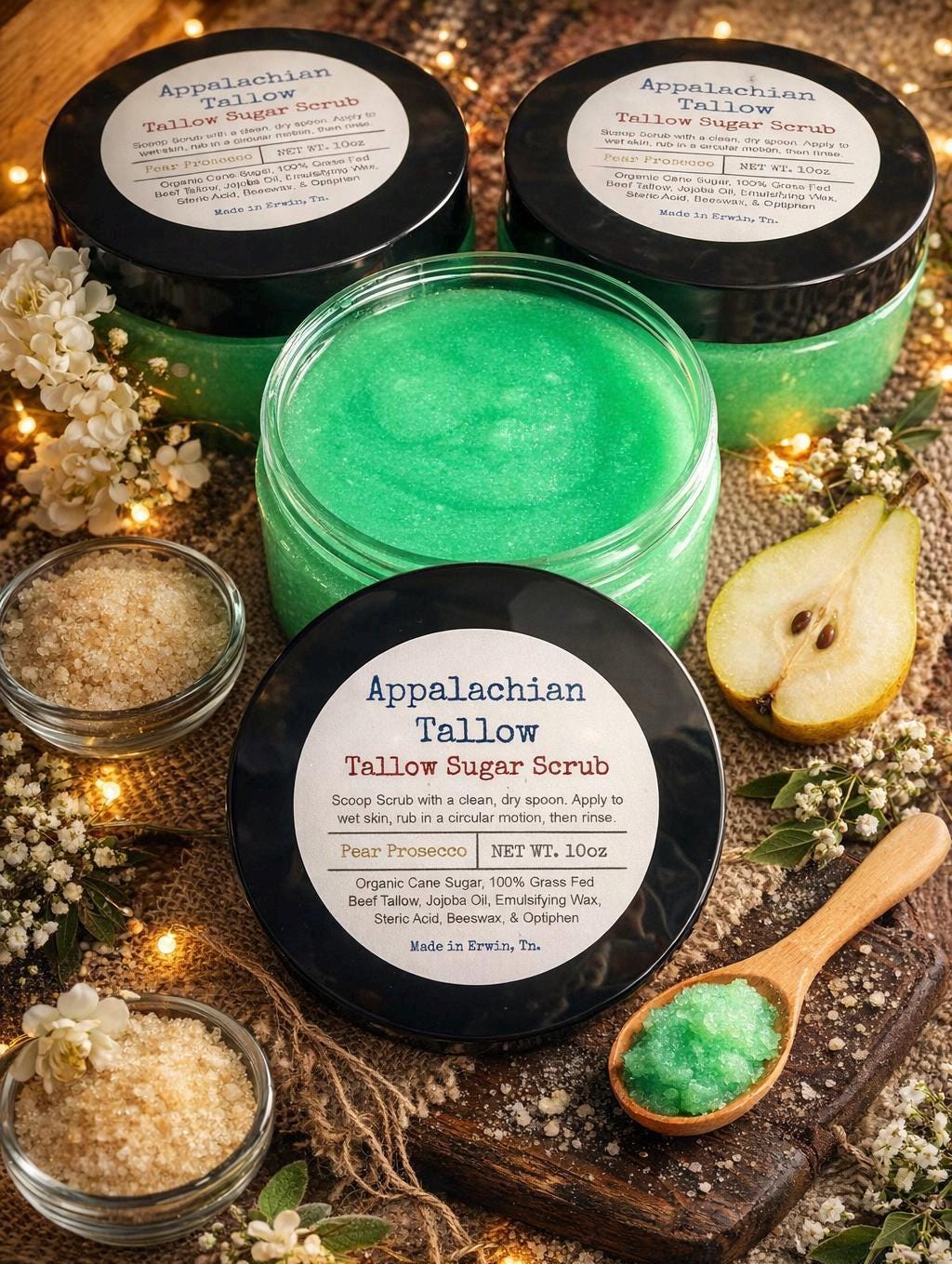 Tallow Sugar Body Scrub | Emulsified, Jojoba Oil, Natural Skincare