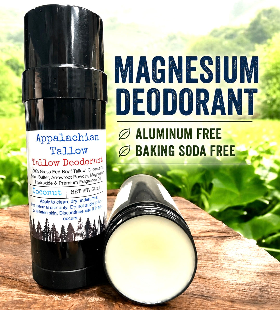 Grass-Fed Beef Tallow Deodorant | Sensative Skin Formula | Aluminum Free | Baking Soda Free | Natural & Nourishing