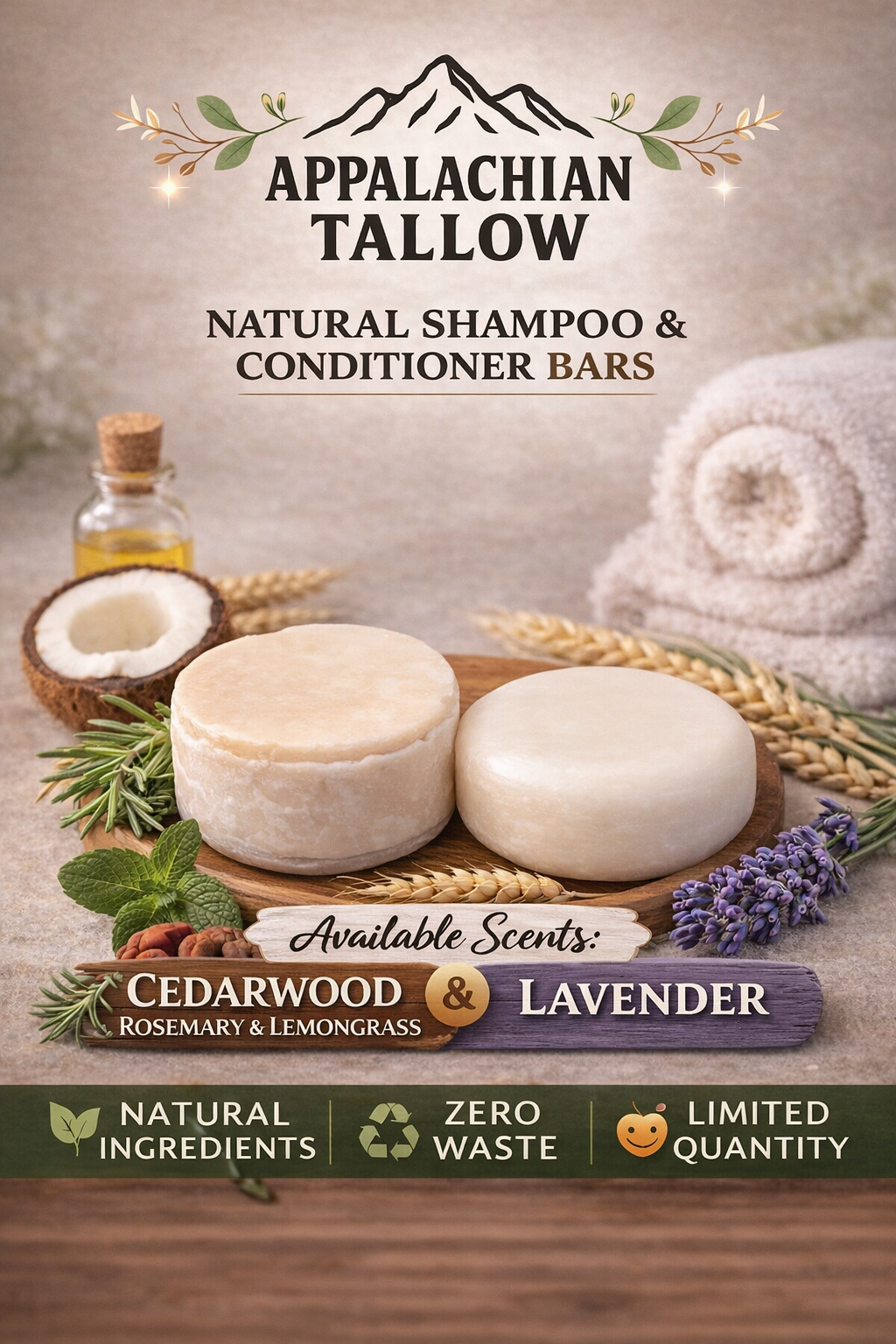Natural Shampoo & Conditioner Bar Set |Sulfate-Free Hair Care