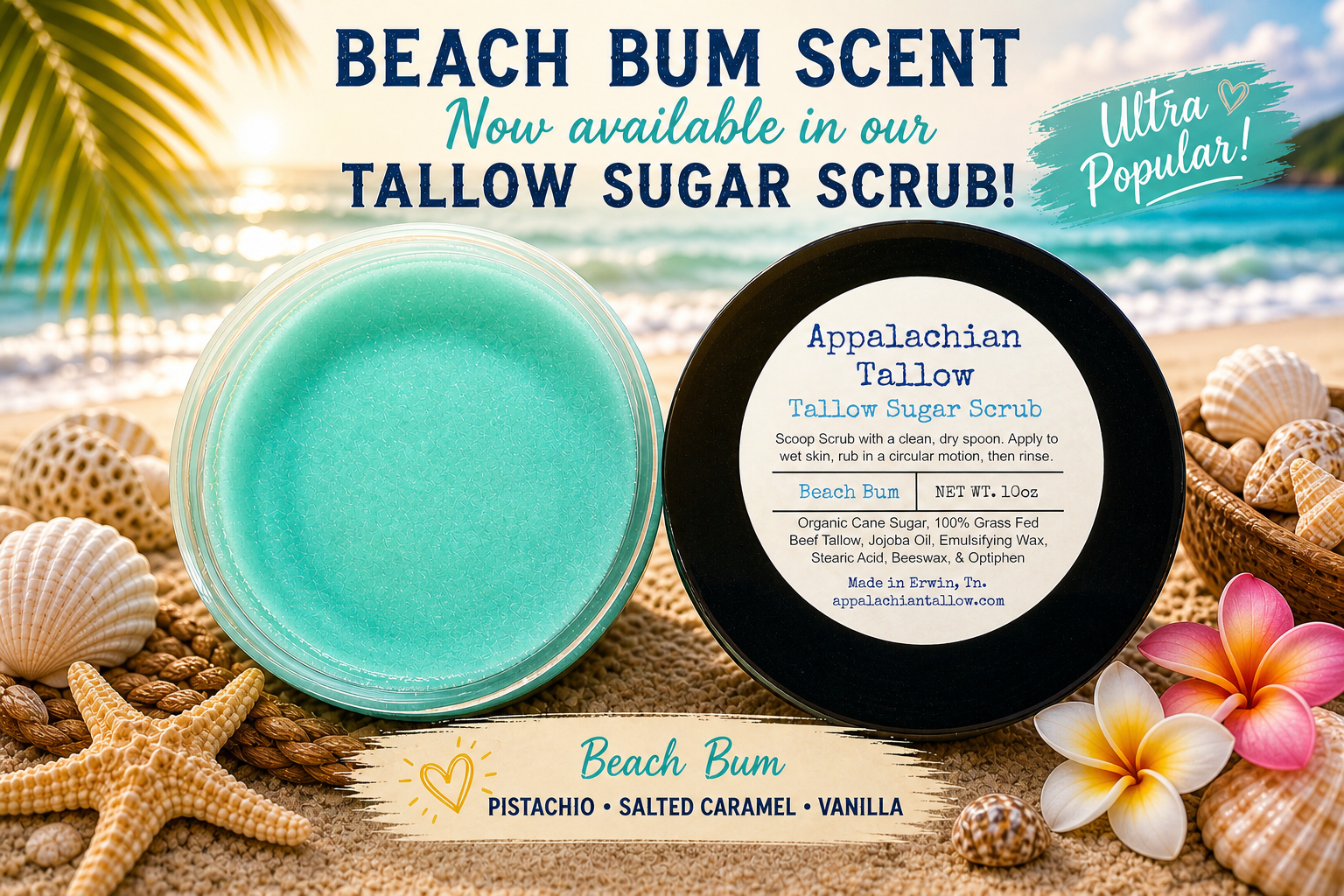 Tallow Sugar Body Scrub | Emulsified, Jojoba Oil, Natural Skincare