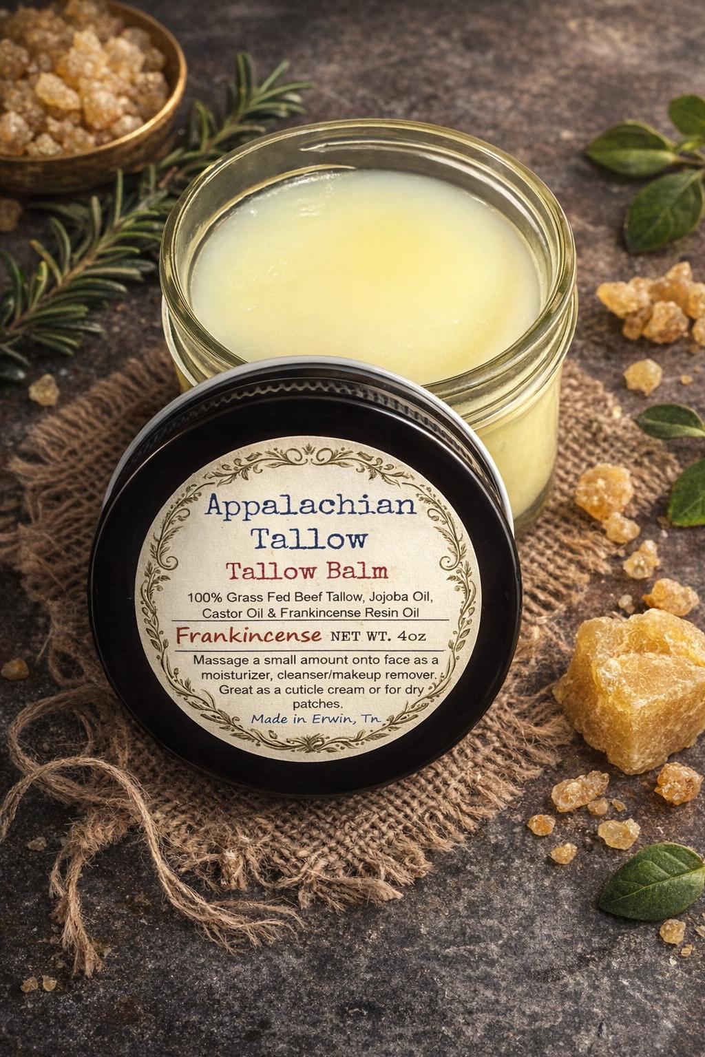 Grass-Fed Beef Tallow Balm: Frankincense, Castor Oil& Jojoba for Dry Skin, Makeup Remover, Facial Cleanser